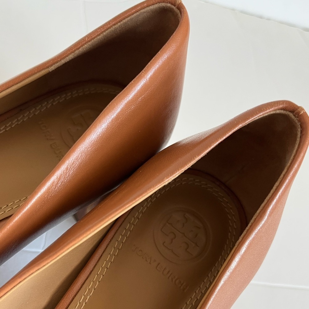 Tory Burch Tan Leather Block Heel Pumps Size 7.5 - Picture 9 of 11